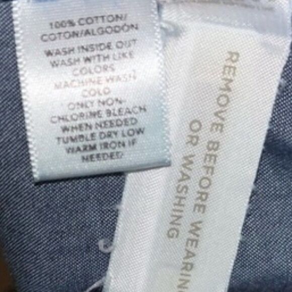 LOFT The Softened Shirt Chambray White Hearts Print Valentine's Day NWOT Small - Picture 10 of 11